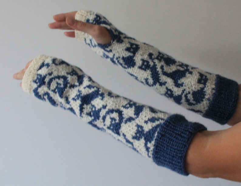 Guantes sin dedos de punto Guantes de texto de mujer ...