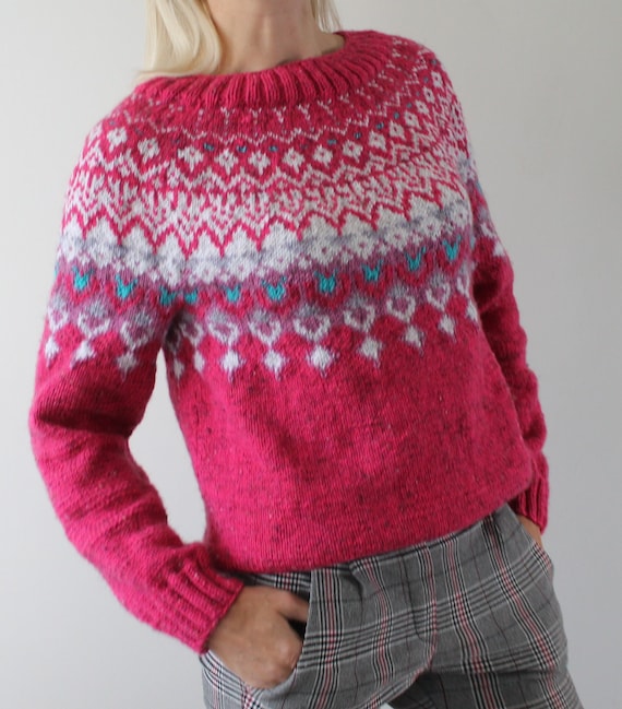Fair Isle sweater women Hand knit sweater Norwegian sweater Lopapeysa sweaters for women READY TO SHIP