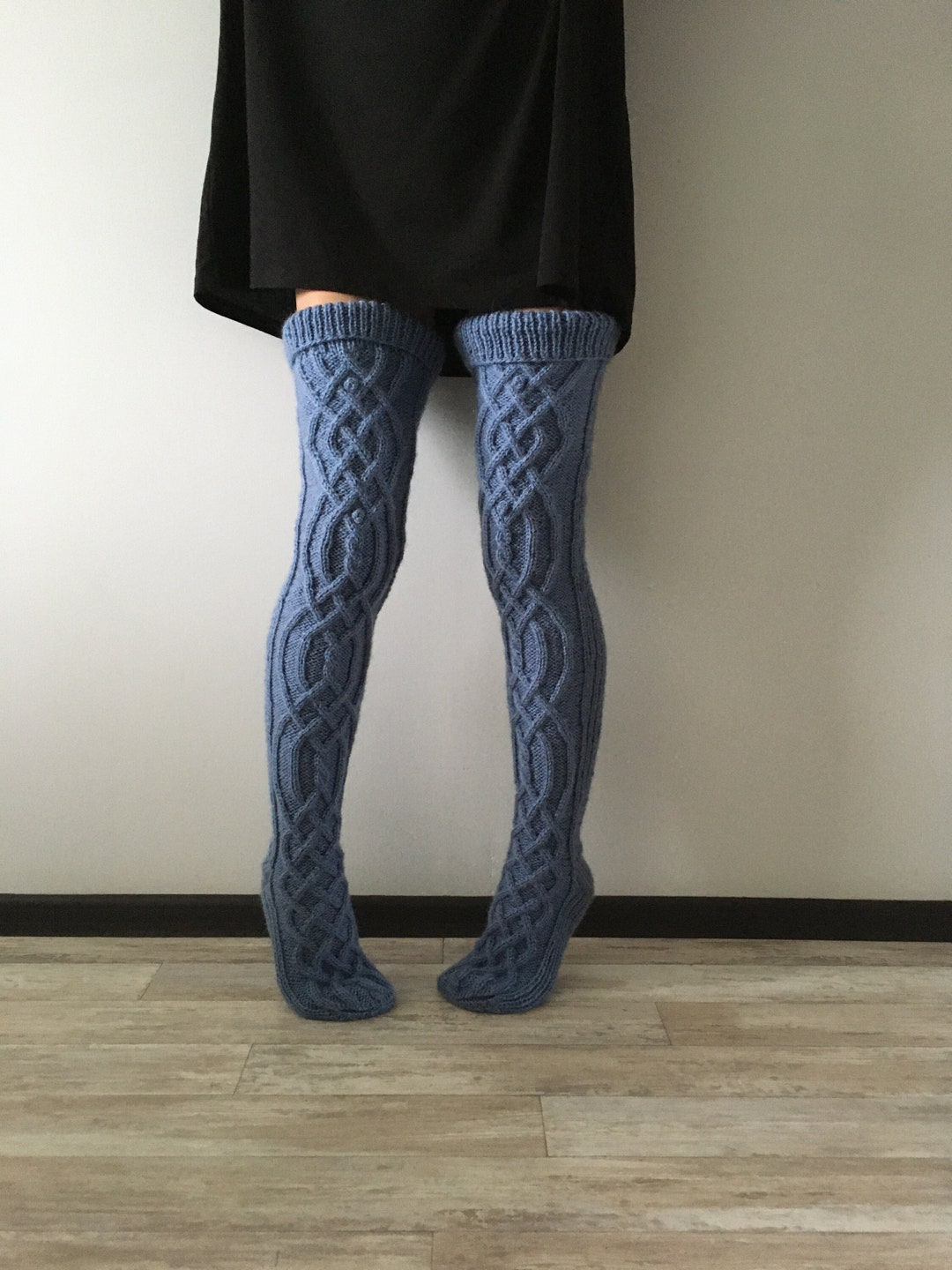 Thigh High Socks Hand Knit Socks Wool Socks Cable Knit Socks Long Socks