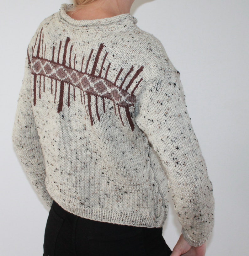 Tweed hand knit sweater Cable knit sweater Knitted jumper Fair Isle sweater READY TO SHIP image 3