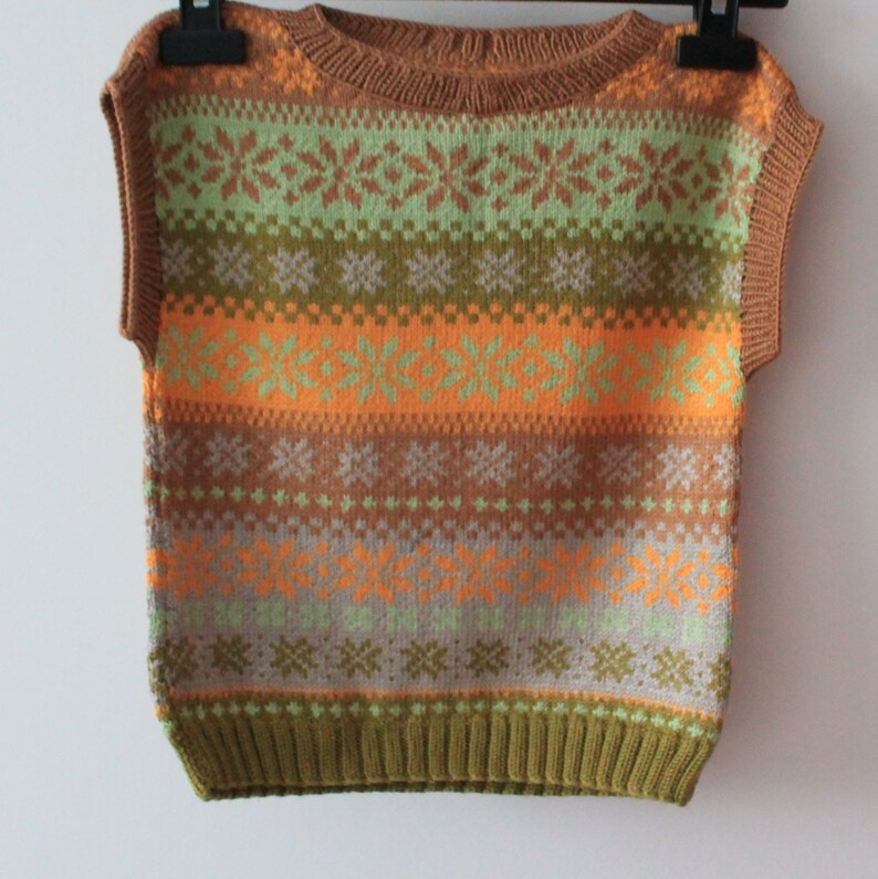 Knitted Fair Isle vest for 3 year old child ready to ship