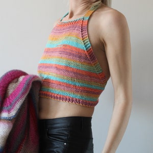 Backless top Crop tank top Hand knit crop top READY TO SHIP rainbow