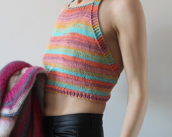 Backless top Crop tank top Hand knit crop top READY TO SHIP