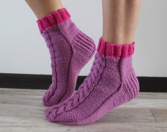 Hand knit wool socks Cable knit socks Woolen socks READY TO SHIP