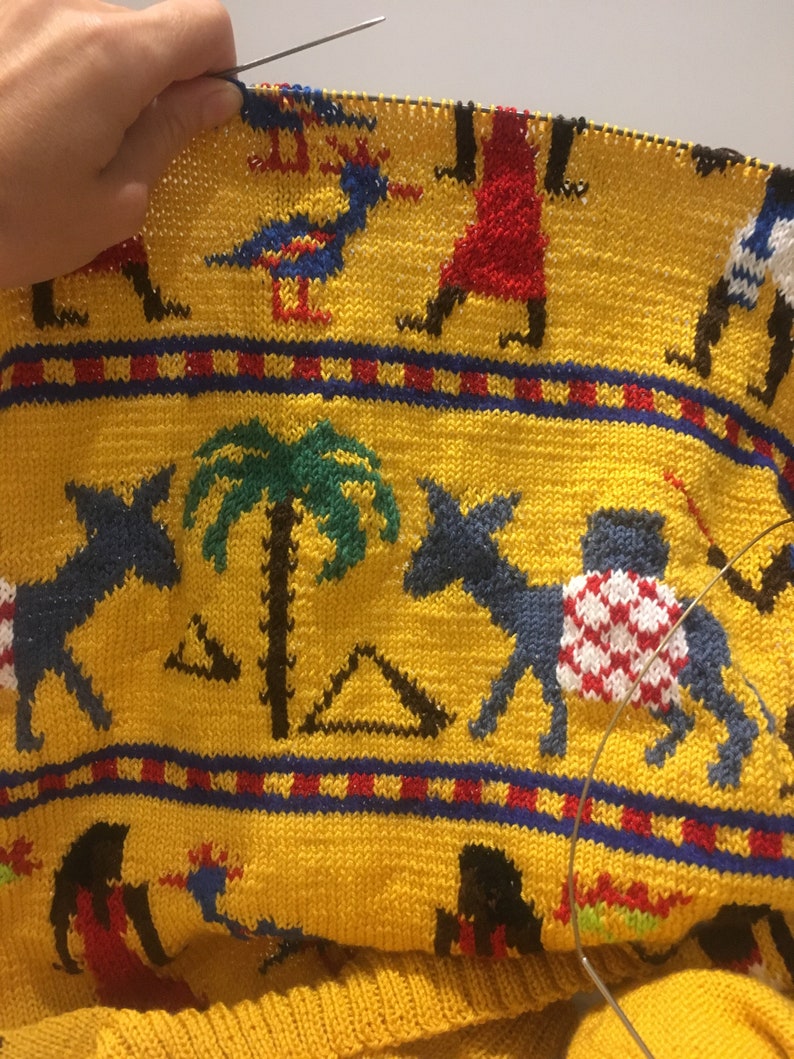 Egyptian hand knit sweater Vintage style knit tops Knitted Etsy