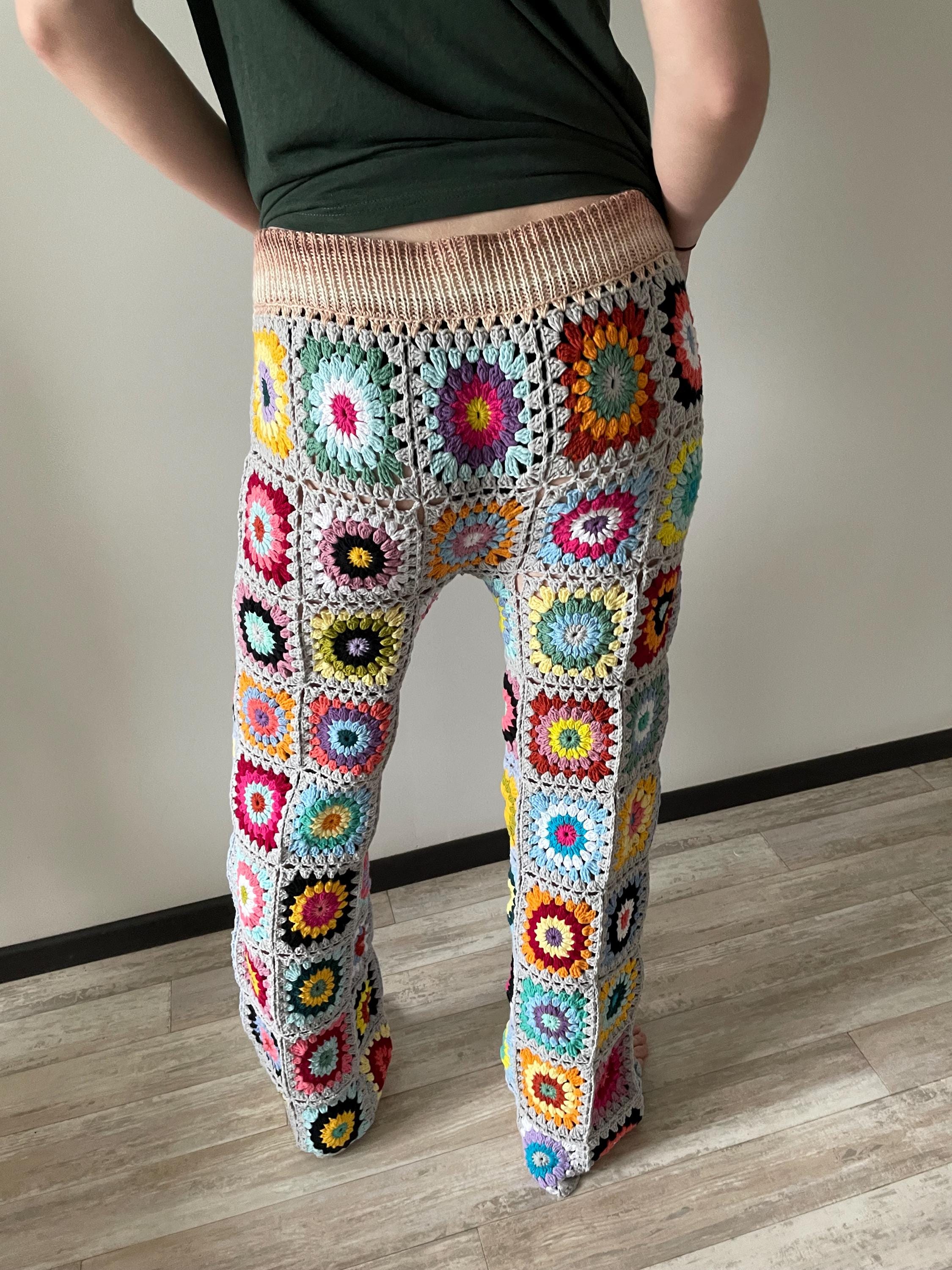 かぎ針編みパンツ グラニースクエアパンツ ハンドメイド