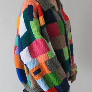 Patchwork cardigan Chunky cardigan Oversized cardigan Hand knit cardigan READY TO SHIP image 8