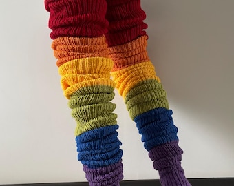 Calcetines holgados, calcetines tejidos a mano, calcetines hasta el muslo, calcetines de punto de 2,5 m de largo, calcetines hechos a mano.