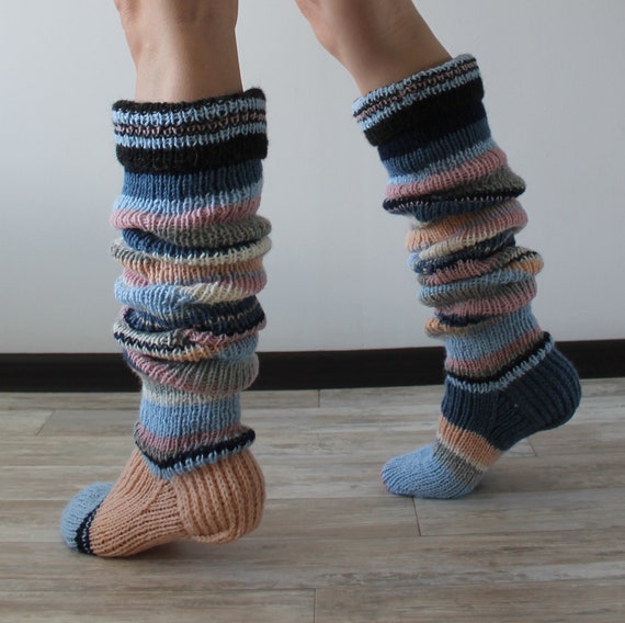 Thigh High Socks Slouch Socks Wool Socks Knee High Socks Hand Knit