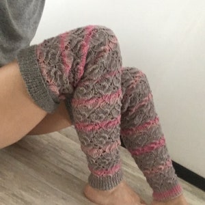 Thigh high lace knit leg warmers women Handmade long leg warmers Hand knit Boot cuffs READY TO SHIP