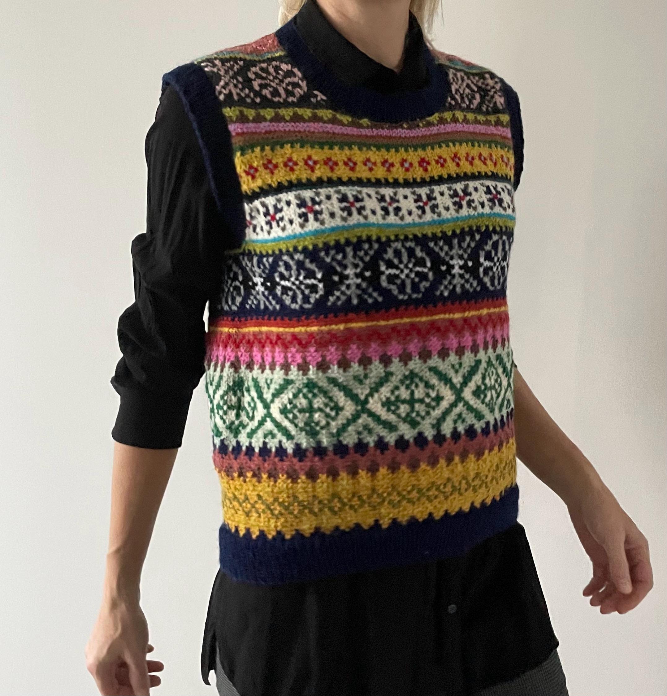 Handmade Fair Isle Sweater Vest Knitted Wool Vest for Women Handmade Fair Isle Sweater Vest Knitted Wool Vest for Women