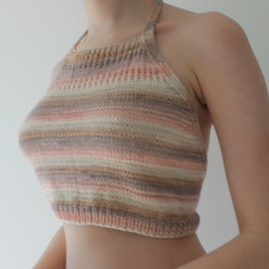 Knit crop top Backless cropped tank top Handmade cotton summer top READY TO SHIP