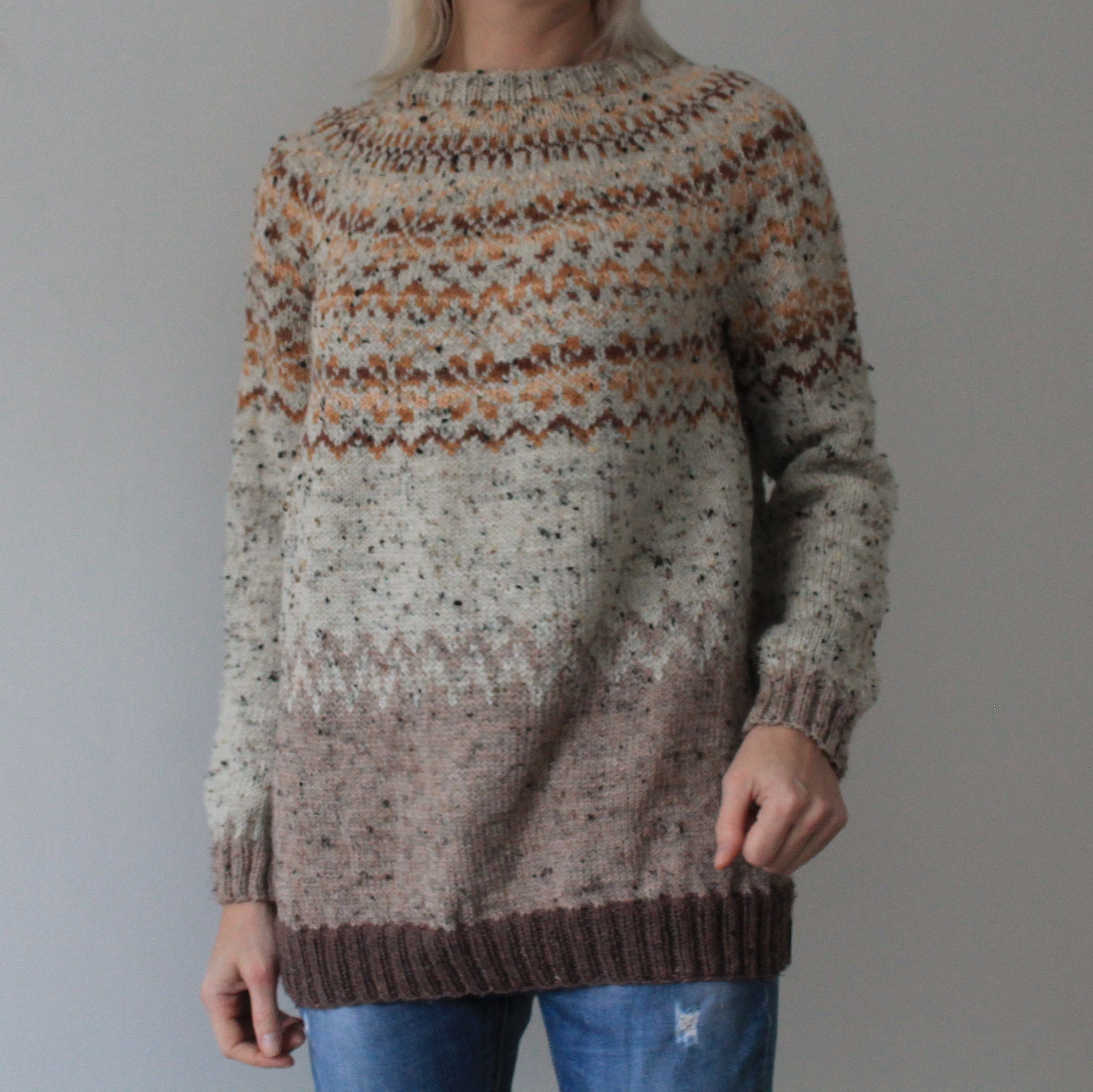 Fair Isle sweater Oversized hand knit sweater for women Etsy