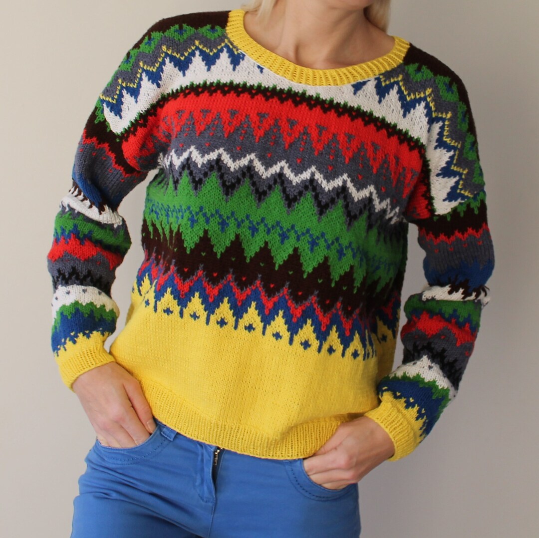 Fair Isle Sweater Norwegian Sweater Hand Knit Jumper Handmade - Etsy