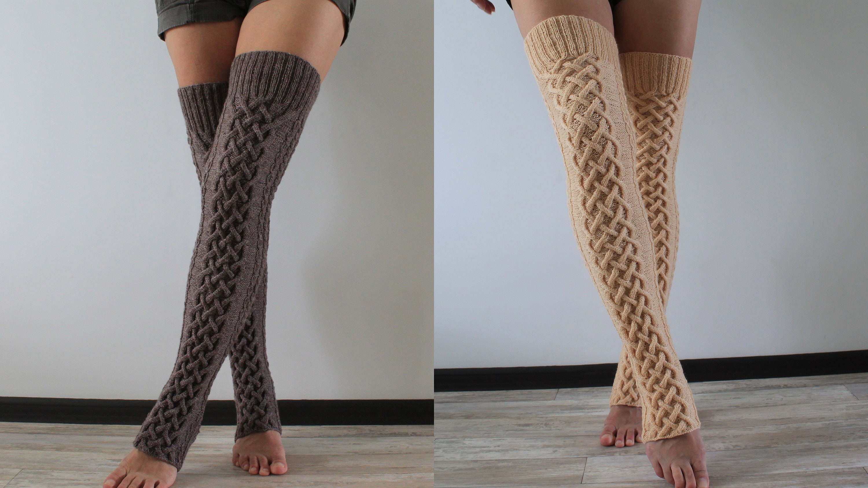 Thigh High Leg Warmers Women for Dance Yoga ONLY BEIGE Etsy