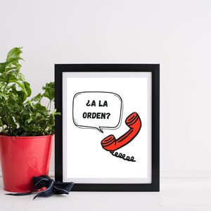 a la orden, colombian greeting, hello wall art, digital wall art, home and room decor, printable wall art, spanish quote wall art, espanol