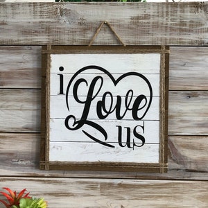Valentine YOU & ME US Framed Sign Farmhouse Decor Barn Wood Rustic Vintage Wedding Soulmate