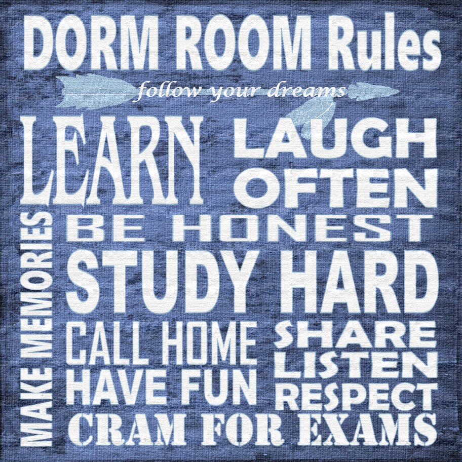 Dorm Room Rules Wall Art Inspirational College Dorm Decor Etsy