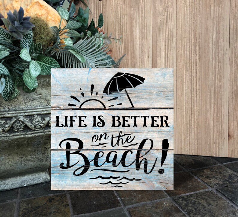 Life is better on the beach wood sign Beach sign Beach | Etsy