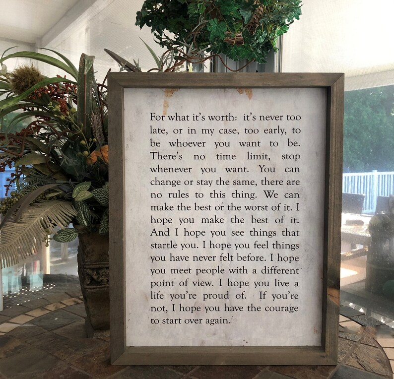 For What It's Worth Benjamin Button Quote F Scott Etsy