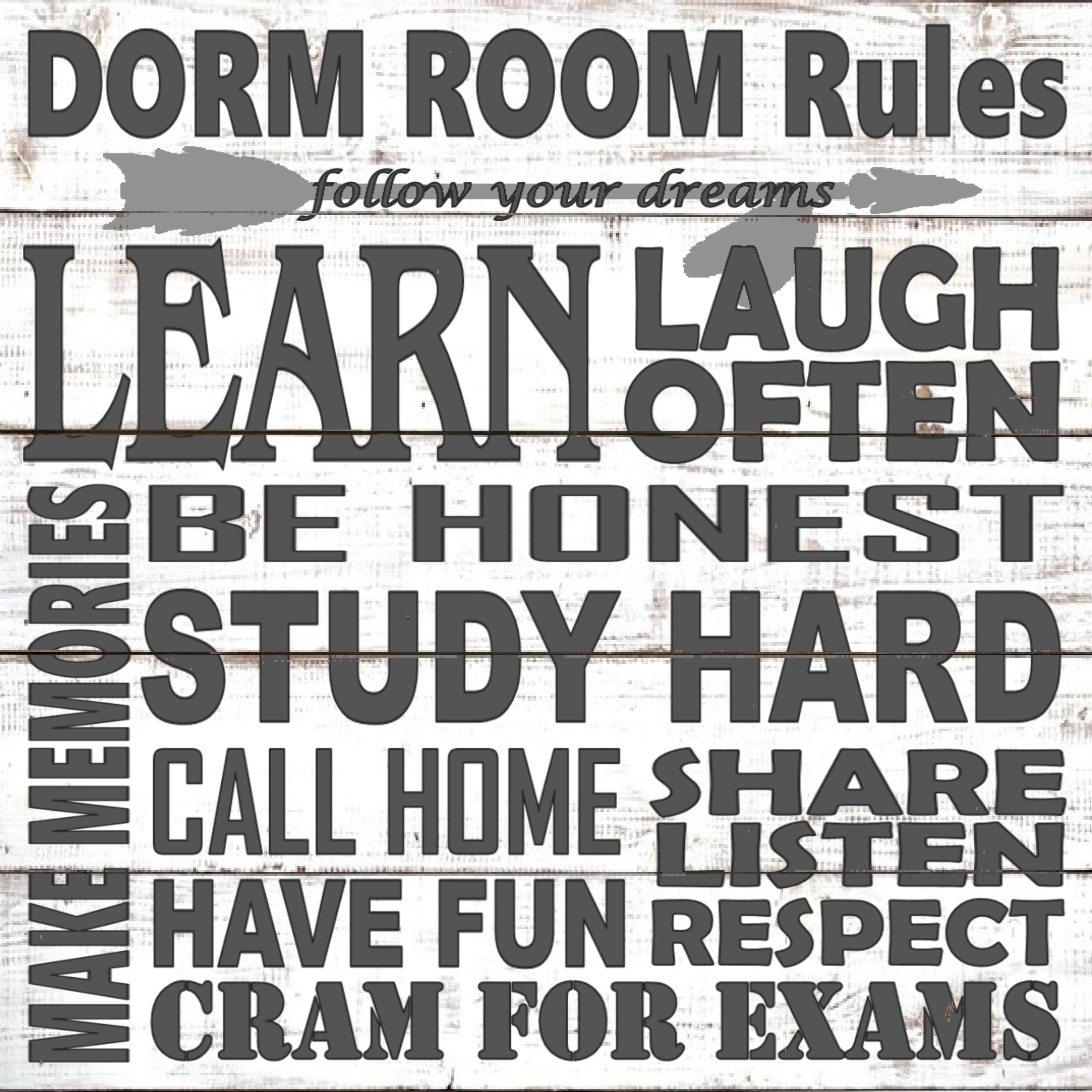 Dorm Room Rules Wall Art Inspirational College Dorm Decor Etsy