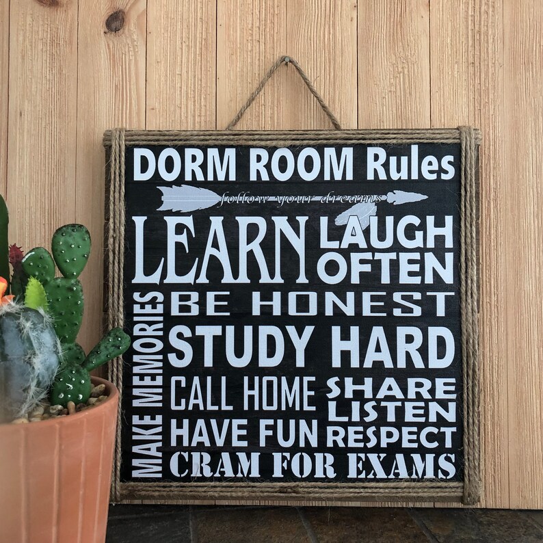 Dorm Room Rules Wall Art Inspirational College Dorm Decor | Etsy