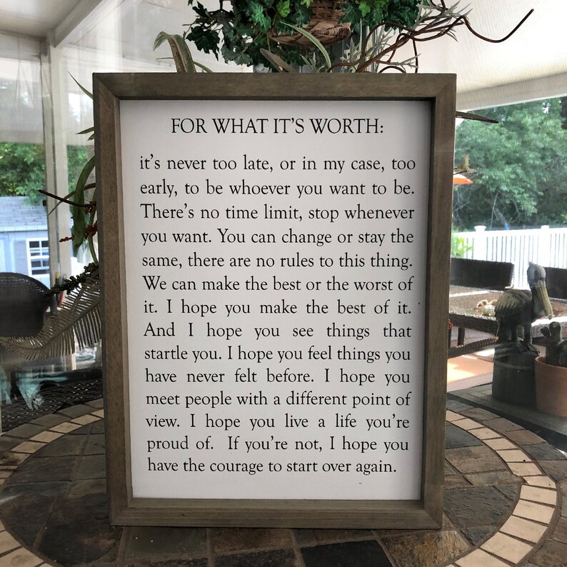 For What It's Worth Benjamin Button Quote F Scott Etsy