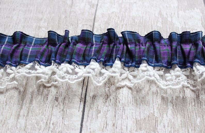 Celtic Bride Tartan Wedding Garter Scottish Wedding Lace Garter Bridal Accessories Bridesmaid Gift Bridal Gift Purple Plaid