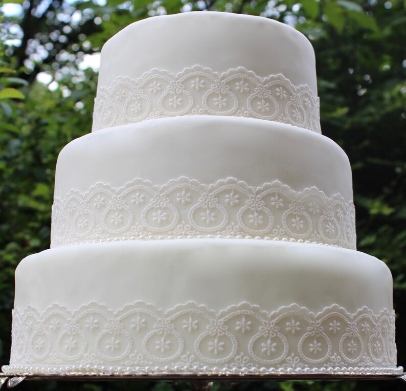 Vintage Ivory Lace Pearl Wedding Cake Topper Set Pearl Etsy