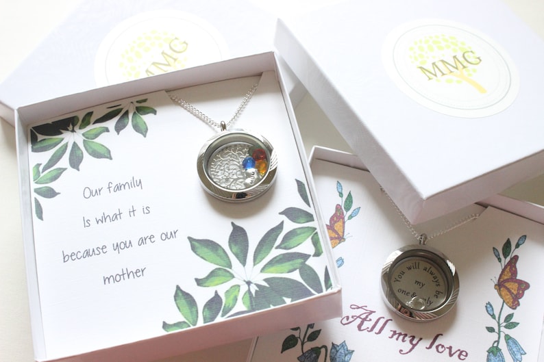 Floating Locket with Heart Charm on Gift Card Wedding Gift for the Bride from The Groom