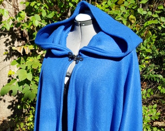 Royal Blue Long Cloak - Full Circle Fleece Medieval Renaissance Hooded Cloak - Costume Cape with Hood