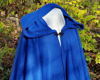 Short Fleece Cloak - Blue Full Circle Cloak Cape with Hood