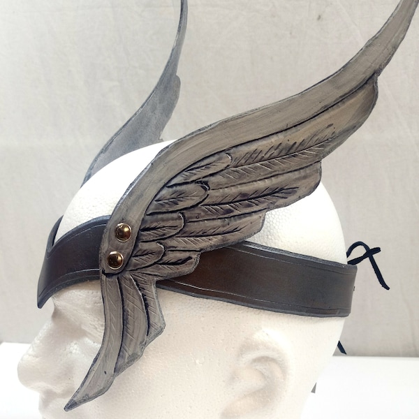 Corona de valquiria alada de cuero, varios colores, fantasía medieval, steampunk, vikingo, cómic.