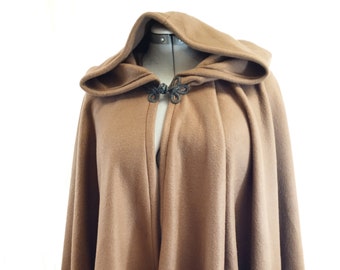 Dark Brown Long Cloak - Full Circle Fleece Medieval Renaissance Hooded Cloak - Costume Cape with hood - Optional Arm Holes and Pockets