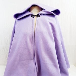 Short Fleece Cloak, Light Purple Full Circle Cape with Hood, Lilac Iris Lavender Purple Fall Spring Jacket Costume Cloak Capelet Hood