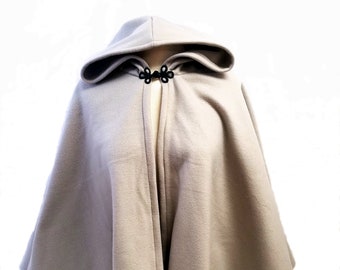 Short Fleece Cloak, Medium Grey Full Circle Cloak Cape with Hood, Fall Fleece Jacket