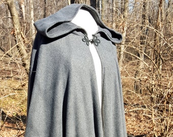 Dark Grey Long Cloak, Full Circle Fleece Medieval Renaissance Cloak, Costume Cape