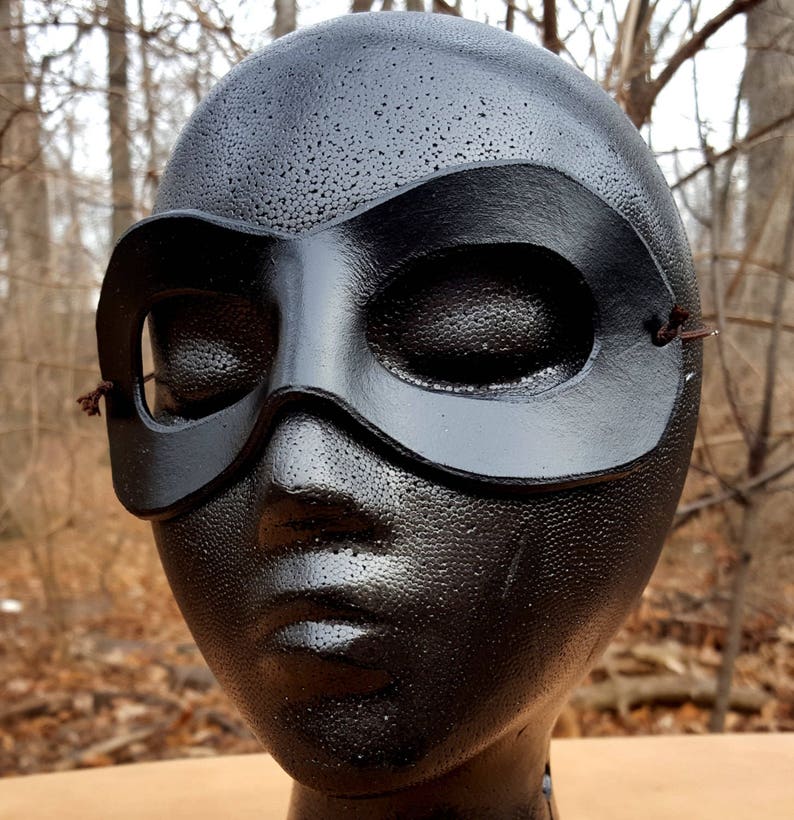 READY TO SHIP Black Domino Mask Round Edged Molded Leather | Etsy