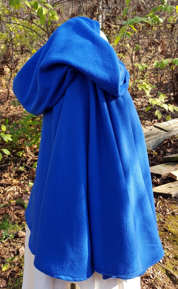 Short Fleece Cloak Blue Full Circle Cloak Cape With Hood 
