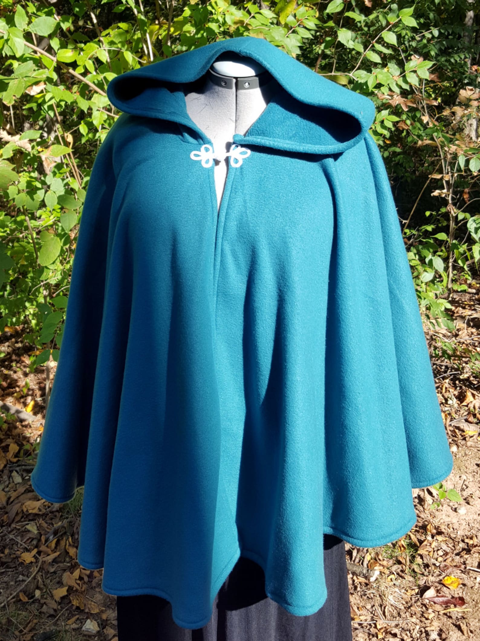 Short Fleece Cloak Teal Blue Full Circle Cloak Cape With Etsy