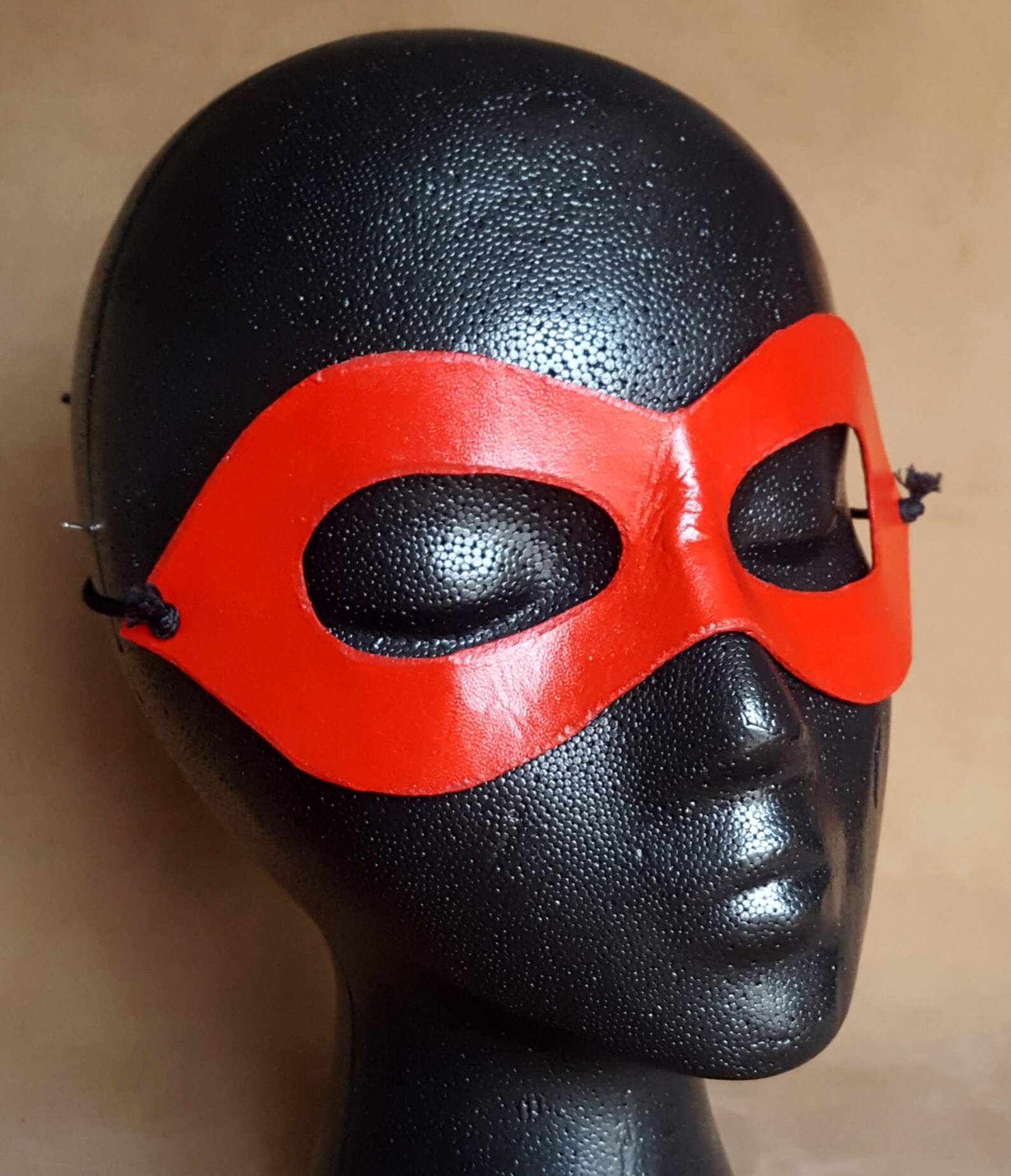 Red Domino Mask Pointed Edged Molded Leather Mask Etsy