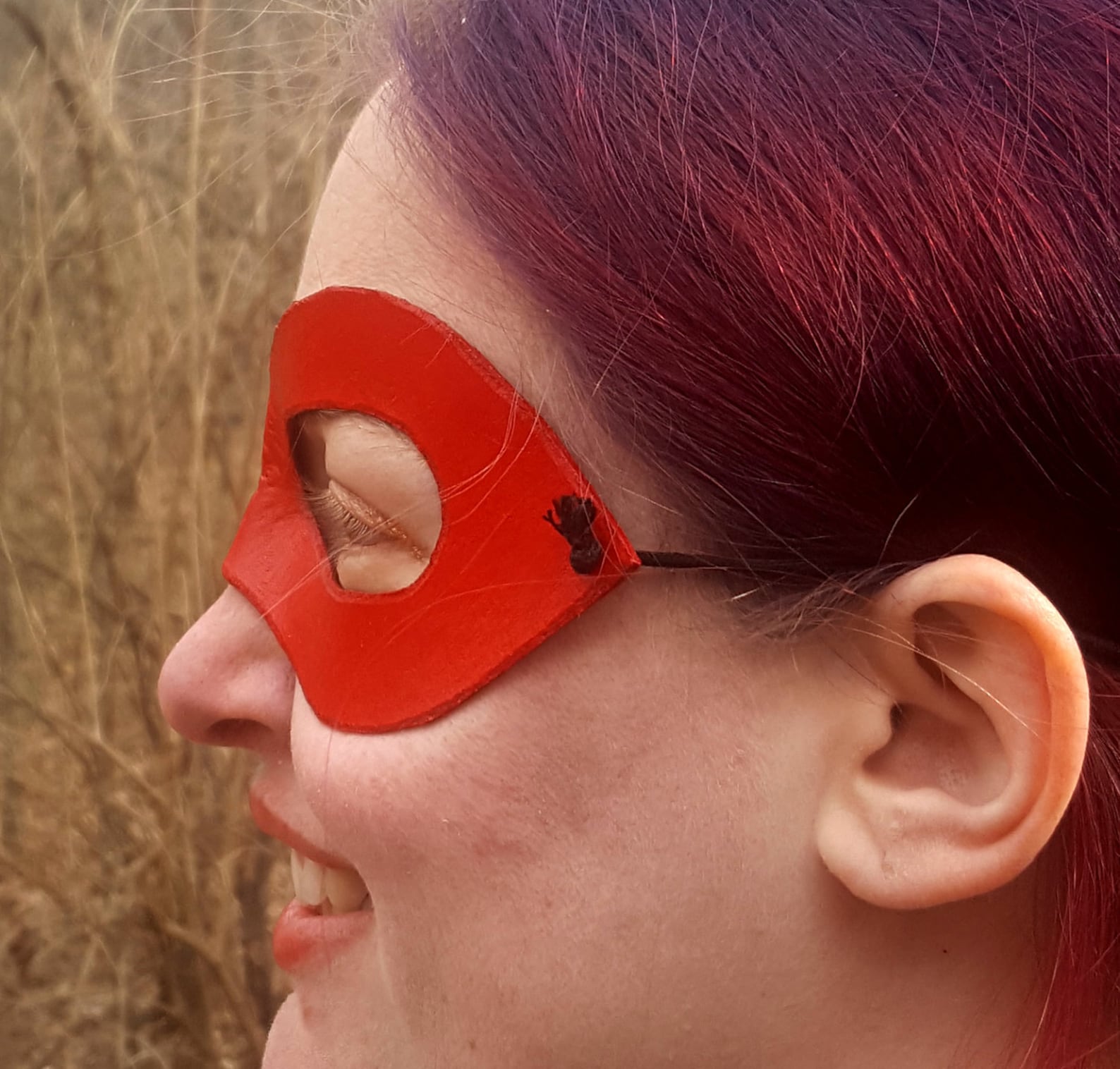 Red Domino Mask Pointed Edged Molded Leather Mask Etsy