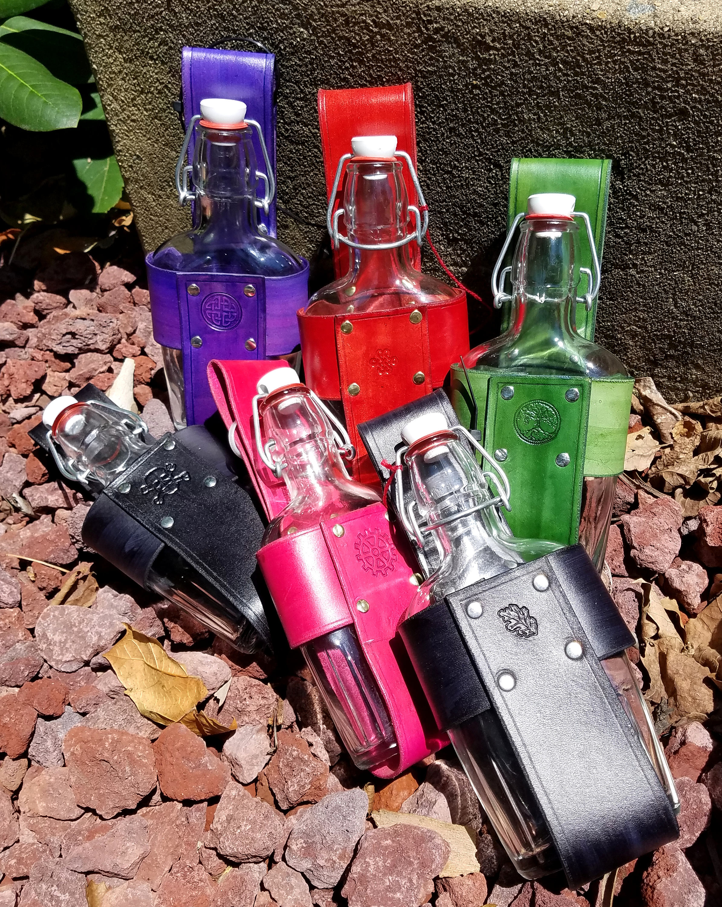 Leather Flask Holder 8 Ounce Large Glass Belt Flask in Etsy