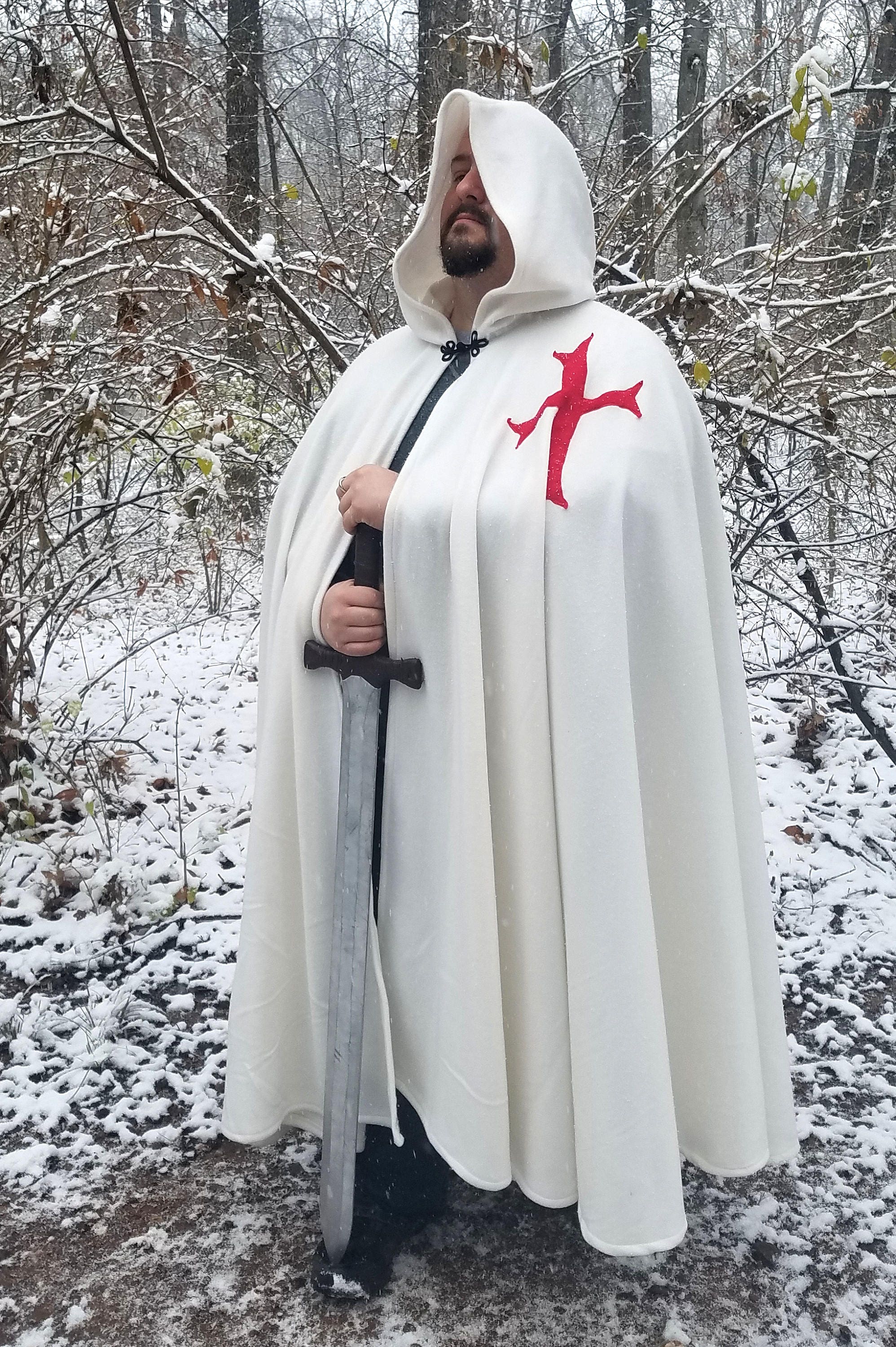 Medieval Crusader LARP Cosplay Costume Templar Knights Tunic CAPE Cross Cloak 