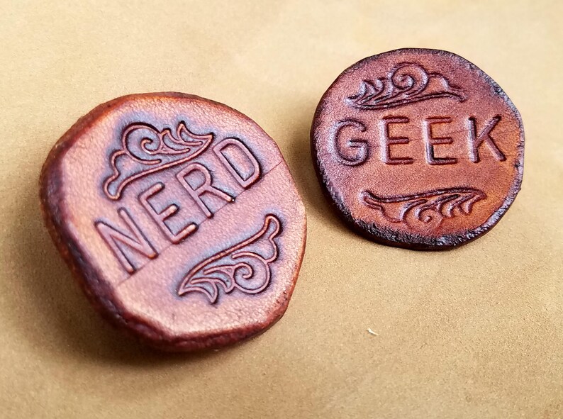 Nerd Pin Geek Pin Leather Word Pin Identification Pin Etsy