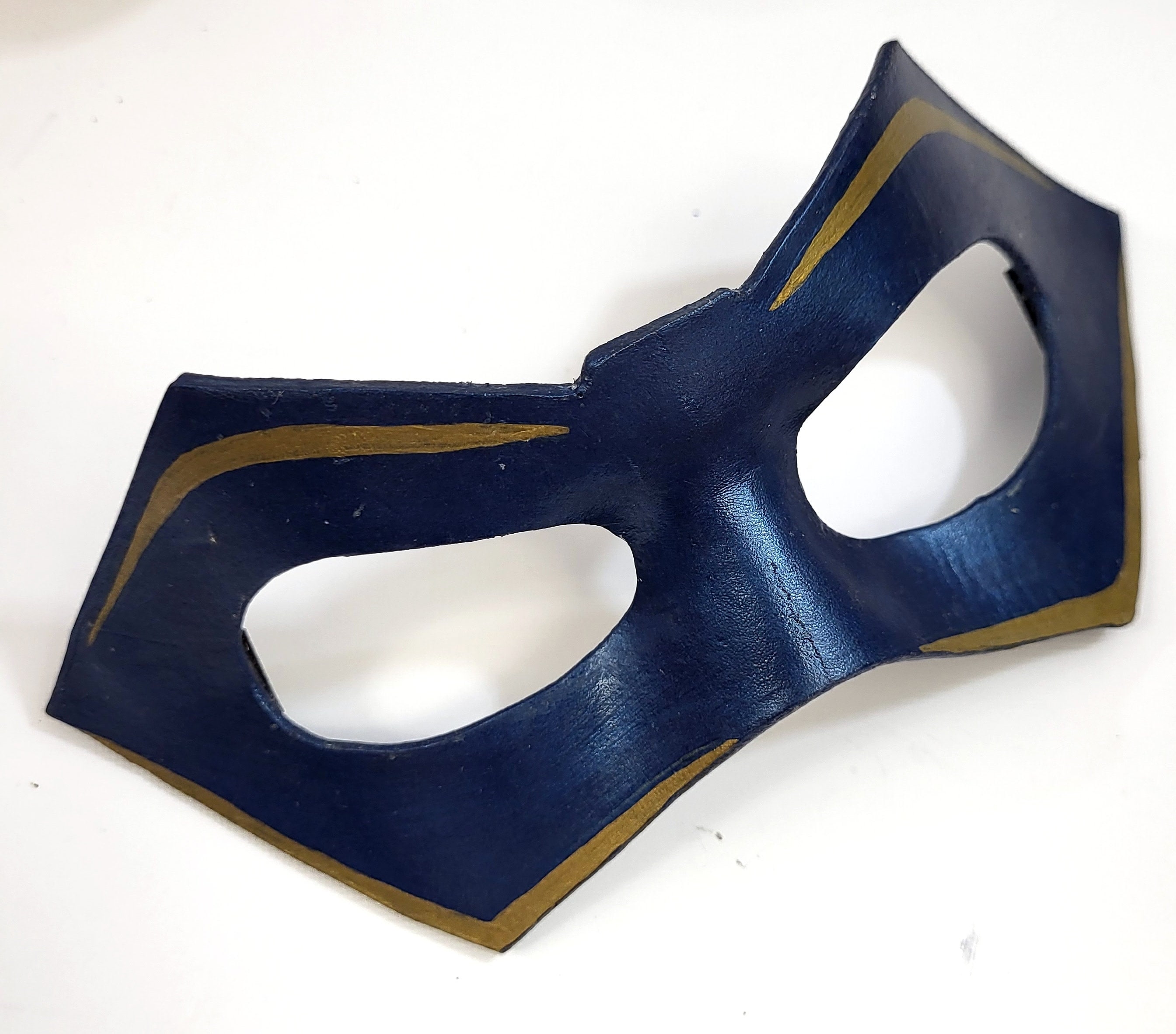 Blue Metallic Superhero Mask Corner Molded Leather - Etsy