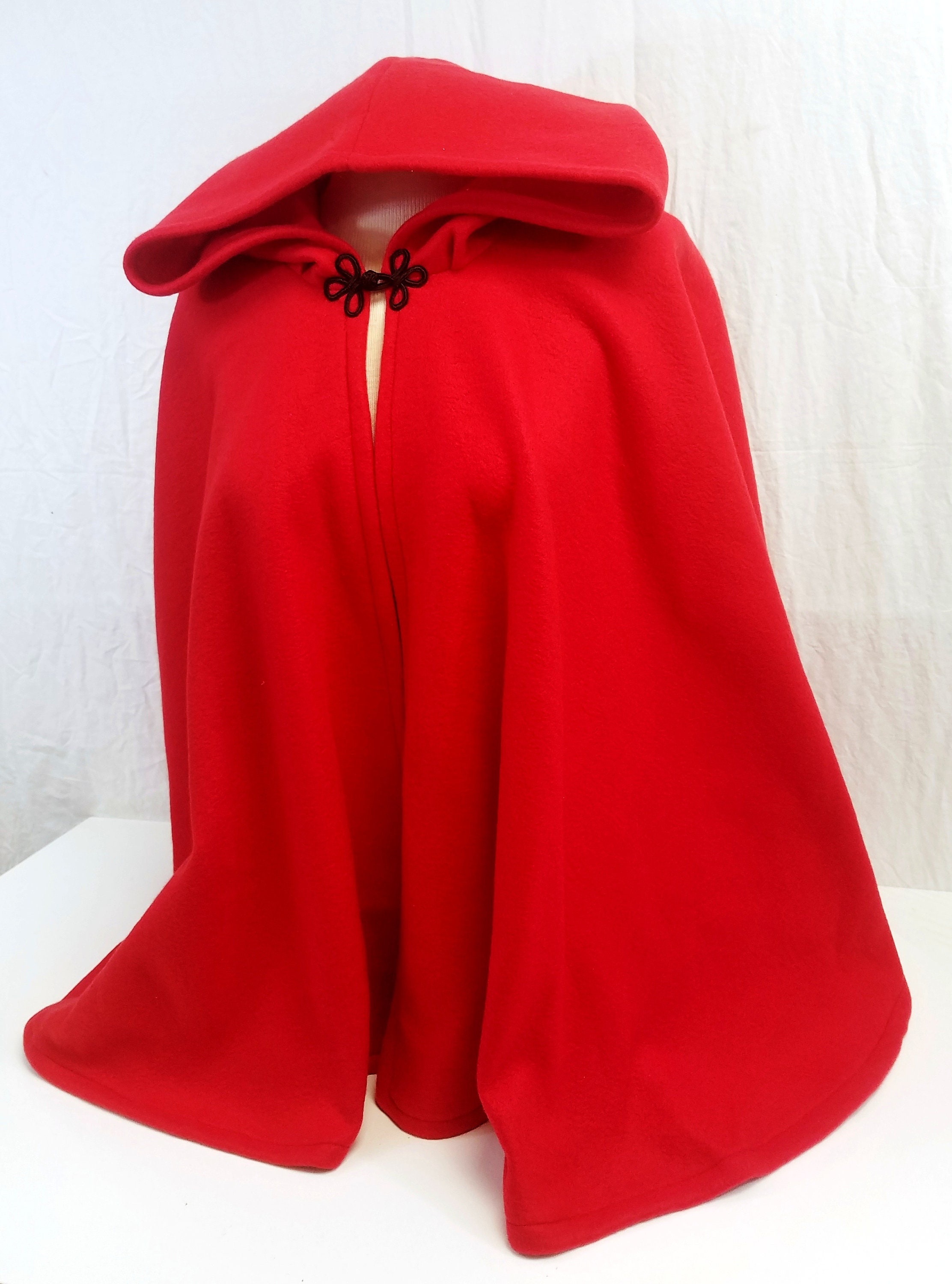 Short Fleece Cloak Red Full Circle Cloak Cape with hood | Etsy