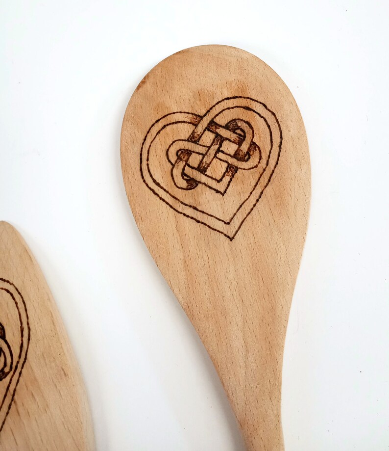 Wood Burned Celtic Love Knot Spoons Wooden Spoon and Scraper Etsy
