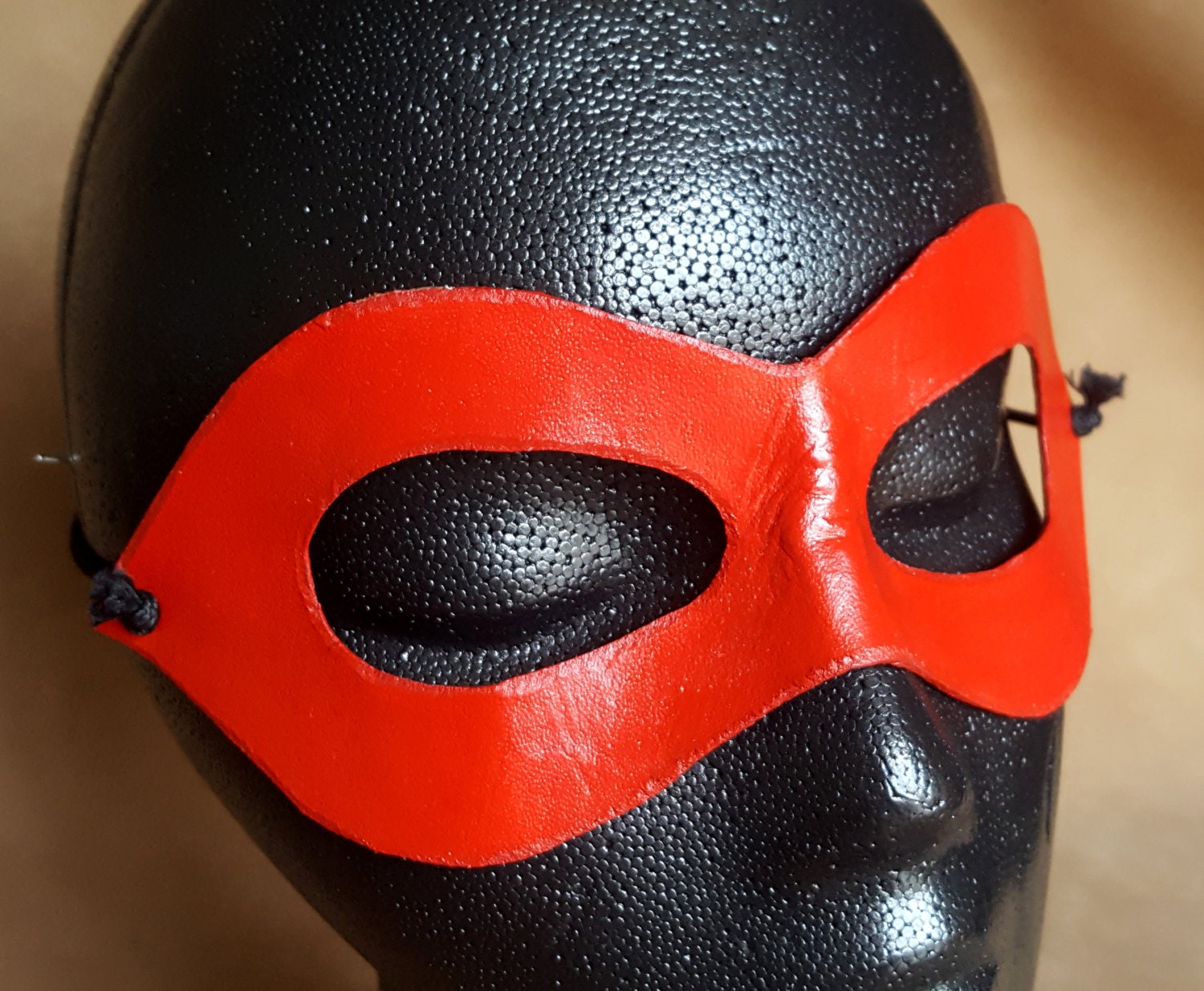 Red Domino Mask Pointed Edged Molded Leather Mask Etsy