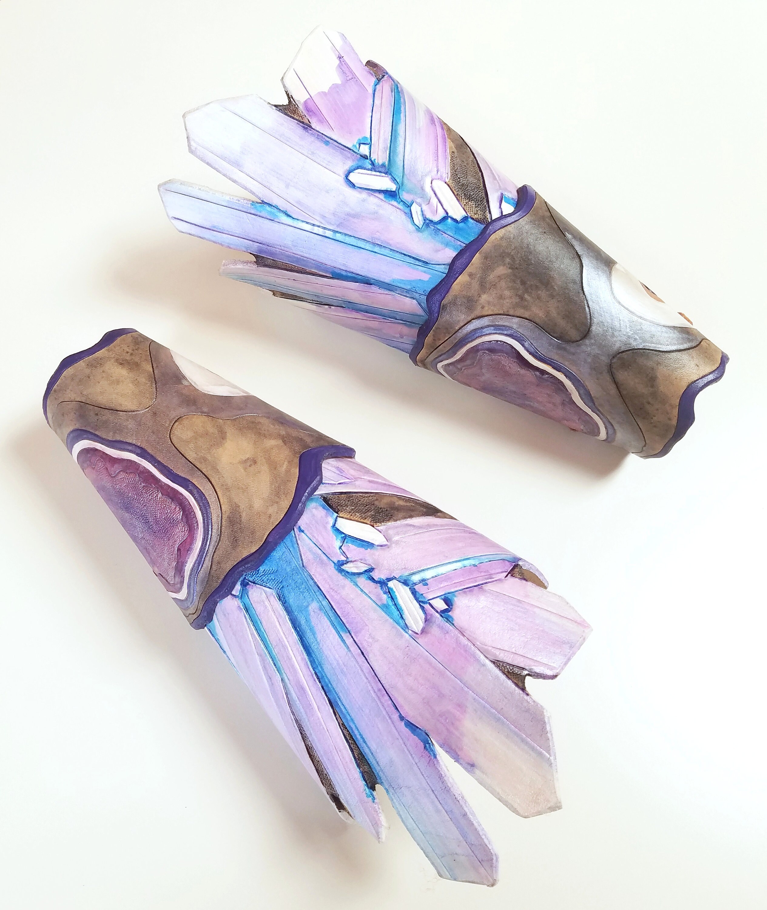 Crystal and Geode Look Leather Bracers Elemental Series Etsy